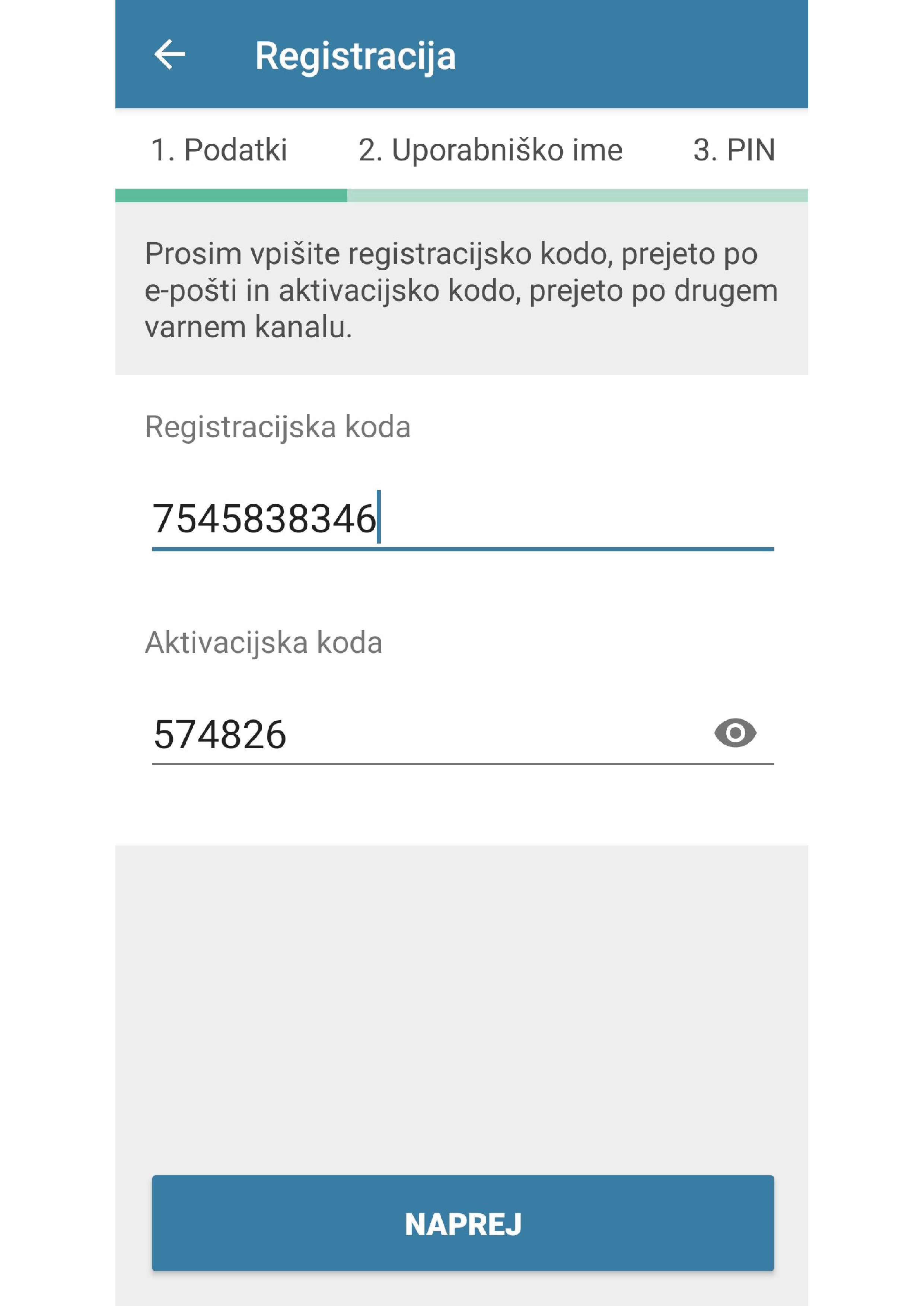 1. Registracija